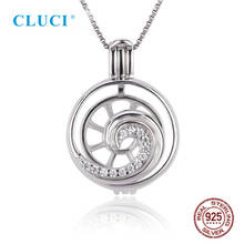 CLUCI 925 Sterling Silver Charms White Cubic Zircon Wave Shape Pearl Cage Locket Pendant for Necklace For Women SC376SB 2024 - buy cheap