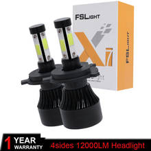 Elglux-faros LED para coche S2 H4 H7, 6500K, 8000LM, 12V, bombillas COB, haz alto, 2 / 3 diodos, luz de larga distancia, blanco, para automóviles 2024 - compra barato