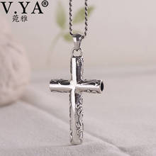 V.YA 925 Sterling Silver Cross Pendant for Men Necklace Jewelry Thai Silver Male Female Prayer Necklaces Pendant 2024 - buy cheap