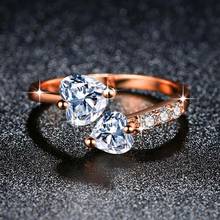 Double heart full drill Resizable ring Zircon ring for women Best Christmas or birthday present Rose gold Silver Red blue Ring 2024 - buy cheap