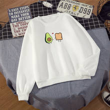 Sudadera de cuello redondo estilo Kpop Harajuku para mujer, suéter informal de manga larga con estampado de aguacate vegano, ropa Kawaii para parejas 2024 - compra barato