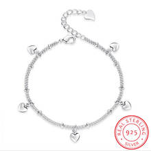 Женский браслет из серебра 925 пробы, с шармами «пять сердец» 2024 - купить недорого