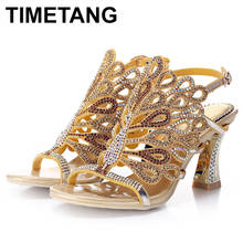 TIMETANG2019 Summer New Elegant Gold High Heel Women Sandals Chunky Heel 11 Open Buckle Covered Large Size Ladies ShoesE1005 2024 - buy cheap