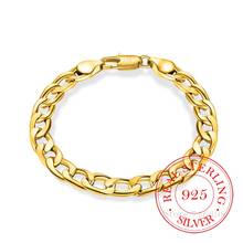 100% Real 925 Sterling silver Bracelet for Women men Homme 8MM Curb Chain Bracelets Bangles Classic Pulsera De Mujer 2024 - buy cheap