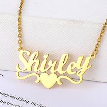 Custom Name Necklace Personalized Jewelry Stainless Steel Choker Handmade Nameplate Pendant Necklaces With Heart And Pattern 2024 - buy cheap