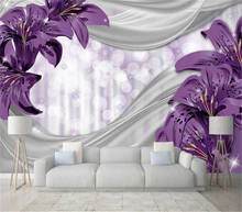 Beibehang пользовательская 3d настенная бумага Американский цветок лилии шелковый Сад фрекс диван гостиная спальня ТВ декорация для дома 2024 - купить недорого