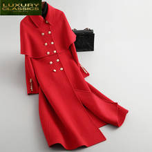 Female Natural Wool Coat Long Cashmere Jacket Women Korean Elegant Woolen Clothes 2021 Spring Autumn Blend Overcoat Q012 2024 - buy cheap