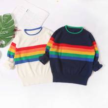2019 crianças bebê suéteres arco-íris tarja meninos suéteres inverno malhas meninas crianças pulôver casual da criança menina roupas 1-6 t 2024 - compre barato