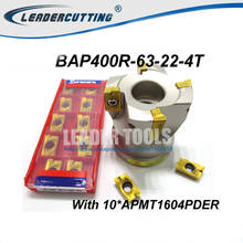 BAP400R-63-22-4T-herramienta de corte de fresado APMT1604PDER, cortador de hombro de molino facial de 63mm de diámetro, 10 Uds. 2024 - compra barato