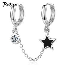 Pendientes de plata de ley 2021 con dos agujeros para mujer, aretes colgantes de cristal de circonita, estrella, regalo de cumpleaños, novedad de 925 2024 - compra barato