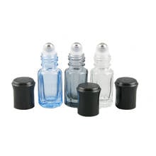 Mini rolo de vidro transparente cinza, frascos de 3ml para perfume de óleos essenciais, frasco recarregável de amostra de viagem com bola de aço inoxidável com 12 peças 2024 - compre barato