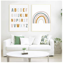 Rainbow Nursery Decor ABC Alphabet Poster Wall Art Canvas Painting Print Pictures New Baby Girls Gift Kids Room Home Decor 2024 - buy cheap