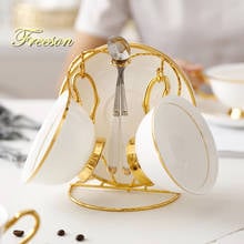 Gold Inlay Bone China Tea Cup Saucer Spoon Set 200ml Luxury Ceramic Coffee Cup Advanced Porcelain Teacup Party Teatime Drinkware 2024 - buy cheap