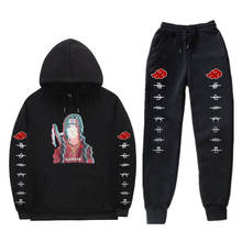 Men sets Japanese streetwear Hoodies Sets Uzumaki Akatsuki Haruno Sakura Hat Hoodie trousers Keep warm sweat homme Sets 2024 - buy cheap