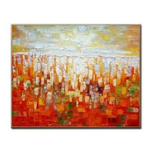 A Group Of People Are Watching The Sunset Glow Abstract Oil Painting Wall Art Modern Painting On Canvas 100% Handpainted Unframe 2024 - buy cheap