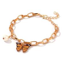 Gold Color Butterfly Bracelets Pendant Wide Geometric Chain Bracelet for Women 2020 Punk Fashion Girl Party Jewelry Bracelet 2024 - buy cheap