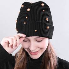 Gorros casuales de punto para mujer, sombrero de punto cálido con cuentas de botón, de Hip-hop, Unisex, 1 Uds. 2024 - compra barato