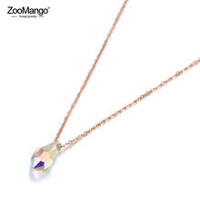 ZooMango Trendy Sparkling Water Drop Crystal Pendant Necklace For Women Rose Gold Color Titanium Steel Chain Necklace ZN19131 2024 - buy cheap