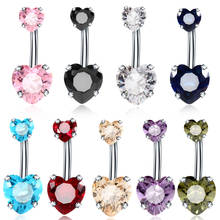 Gem Heart Ball Belly Bars Navel Ring Belly Button Bar Belly Rings Sexy Body Jewellery 2024 - buy cheap