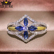 2020 Hot New Arrival Creative Exaggeration Shines Sapphire Personality Cross Ring European and American Wedding Anniversary Gift 2024 - buy cheap