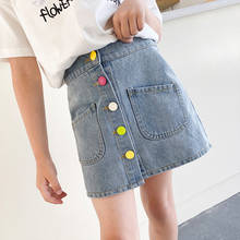 Fashion Girls Clothing Kids Skirts for Girls 2020 Colorful Button Kids School Uniform Pettiskirt Girls Jean Skirt 8 10 12 year 2024 - buy cheap