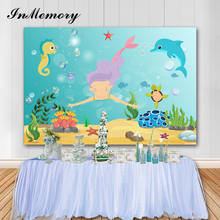 InMemory 7X5FT Our Little Mermaid Theme Background For Photography Cake Table Banner Girl Birthday Party Photo Backdrops Vinyl 2024 - buy cheap