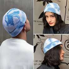 2022 fashion tie-dye woolen hat beanie for girl male hip hop tide ins knitted gradient melon warm cap tide brand winter autumn 2024 - buy cheap