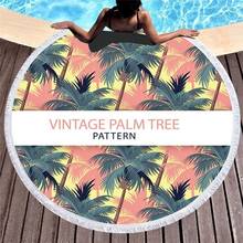 Palm Leaves Printed Summer Beach Towel 150cm Microfiber Swimming Sunbathing Towel Outdoor Camping Picnic Blanket 2024 - buy cheap