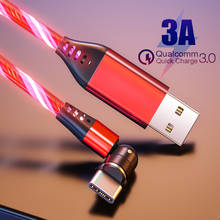 Cable USB magnético de Carga giratoria para iPhone, Cable magnético de luz LED que brilla tipo C, Micro cargador, 540 grados 2024 - compra barato