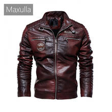 Maxulla New Men's Leather Jacket Fashion Bomber Leather Coats Casual Biker Punk Motorcycle Fleece Warm Jacket Clothing 2024 - buy cheap