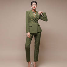 Blazer para mujer, traje Formal de trabajo, chaqueta, pantalones, uniforme de oficina, Burgundy, conjunto de 2 piezas 2024 - compra barato
