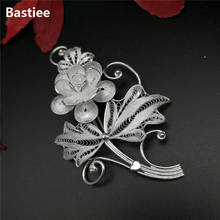 Bastiee-broche de plata esterlina 999 para mujer, broches de flores rosas, alfileres, joyería de lujo, regalo para madre, novia, ropa de oficina 2024 - compra barato