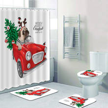 Мультфильм ретро красный грузовик Счастливого Рождества занавески для душа набор для ванной занавески для детей коврик для ванной ковер домашний декор для праздника подарок 2024 - купить недорого