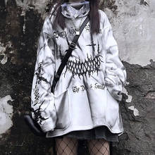 Harajuku Punk Gothic Cartoon Dark Print Tops White Y2K Kpop Women Hoodie Streetwear Sweatshirts Oversize Tie Dye Vintage Clothes 2024 - buy cheap