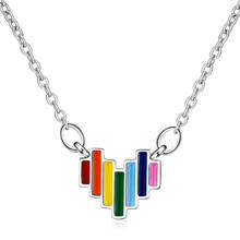 Женская подвеска в виде радужного сердца, корейское модное ожерелье с подвеской, ювелирное изделие для геев, подарок 2024 - купить недорого