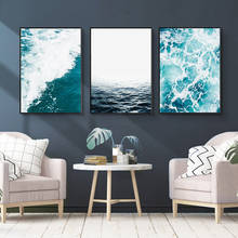 Pintura de paisagem escandinavo oceano, minimalista, sem molduras em tela, poster de parede, pintura de casa para sala 2024 - compre barato