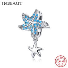 INBEAUT Summer new 925 sterling silver marine series blue CZ starfish pendant fit Brand bracelet original charm DIY jewelry 2024 - buy cheap