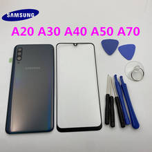 Оригинальная задняя крышка батарейного отсека для Samsung Galaxy A10, A20, A30, A40, A50, A70, задняя крышка корпуса + объектив камеры + Переднее Сенсорное стекло 2024 - купить недорого