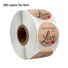 500 pces/rolo kraft feito à mão com amor coração adesivos selo etiquetas scrapbooking decoração artigos de papelaria 2024 - compre barato
