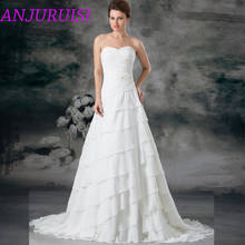 ANJURUISI Elegant Chiffon Tiered A Line Wedding Dresses 2020 Sweetheart Pleat Bridal Dress Beaded Wedding Gowns Vestido De Noiva 2024 - buy cheap