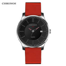 CHRONOS Men Genuine Leather Watches Casual Fashion Waterproof Calendar Clock with Japanese Quartz Movement Black Dial Relojes 2024 - buy cheap