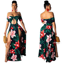 Женское богемное платье-макси с открытыми плечами и цветочным принтом 2024 - купить недорого