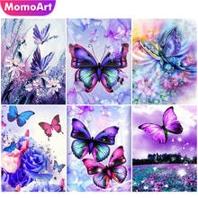 Momoart pintura de diamante quadrado completa borboleta 5d diy bordado de diamante animal presente decorações de natal 2024 - compre barato