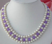 3 Rows 7-8mm Natural White Pearl & Alexandrite Gems Round Beads Necklace 17-19" 2024 - buy cheap