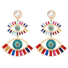 Multicolors Resin Rhinestone Eyes Charm Dangle Earrings for Women Fashion Jewelry Trendy Statement Earrings Accessories Hot Sale 2024 - buy cheap