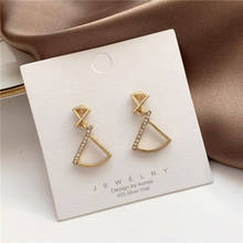 Vintage Hollow Geometric Triangle Rhinestone Inlaid Drop Earrings Korean Fashion Pendent Earrings for Women Girls Ear Jewelry 2024 - buy cheap