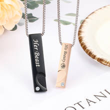 Colar de pingente de tag de aço inoxidável personalizado para presentes de jóias de casais 2024 - compre barato