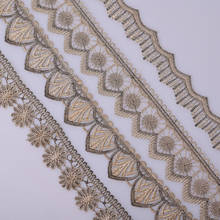 Cusack-Cinta de encaje de línea dorada, 3 metros, 4 cm, para prendas de vestir, Textiles para el hogar, adornos de tela de encaje artesanal, 4 modelos 2024 - compra barato