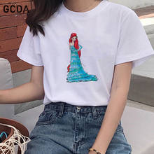 Camiseta Harajuku para mujer, Camiseta con estampado de la princesa Disney Ariel La Sirenita, camiseta informal para mujer, regalo para mujer, camisetas 2024 - compra barato