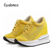 Cyabmoz-zapatos de malla transpirable para mujer, zapatillas de tacón alto con plataforma, para fiesta, Verano 2024 - compra barato